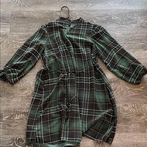 Ann Taylor Plaid Dress in Green and Black